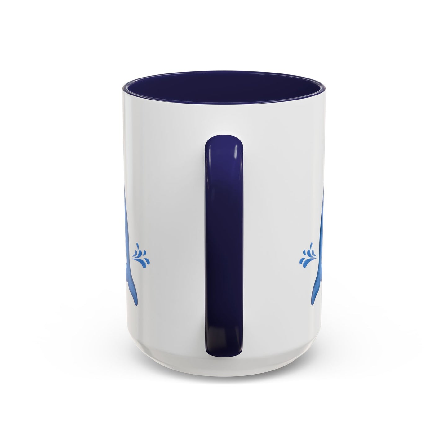 Dolphin wearing a straw hat with stylized water splashes Coffee Mug