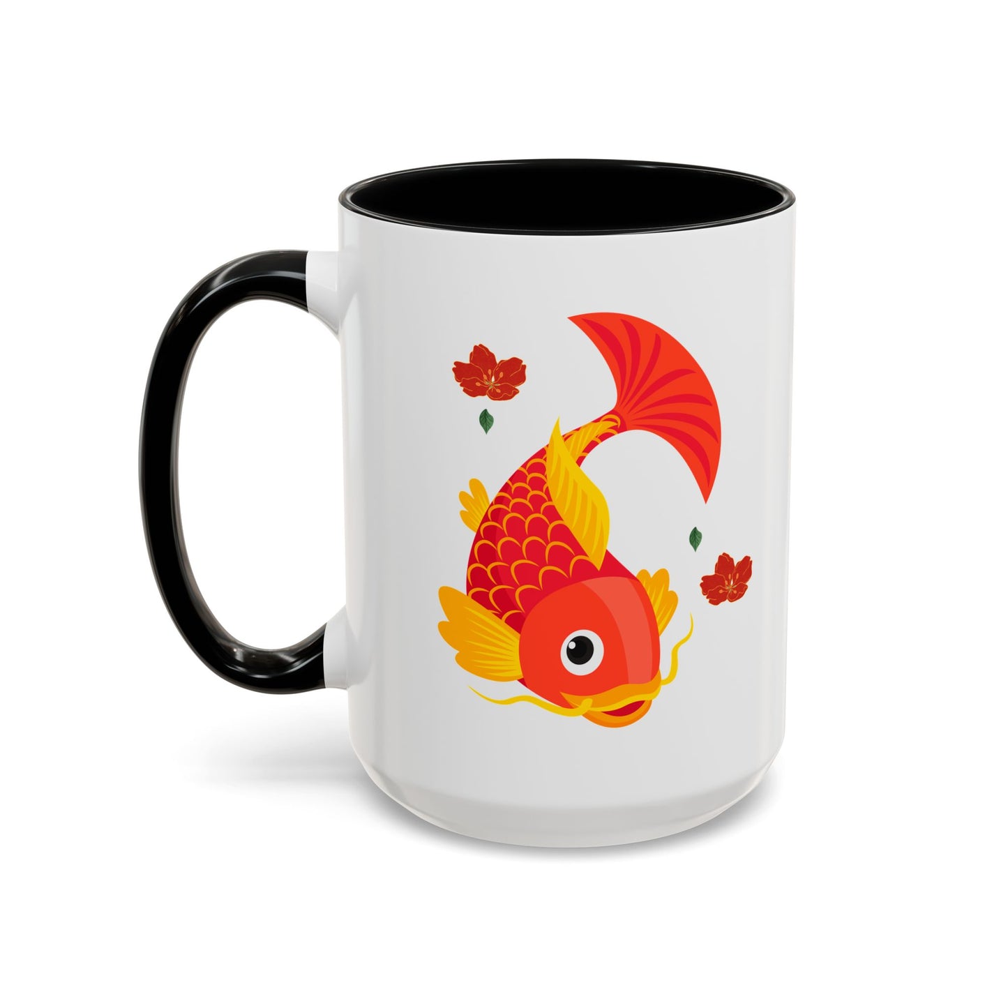 Goldfish with flowing fins and red blossoms Coffee Mug