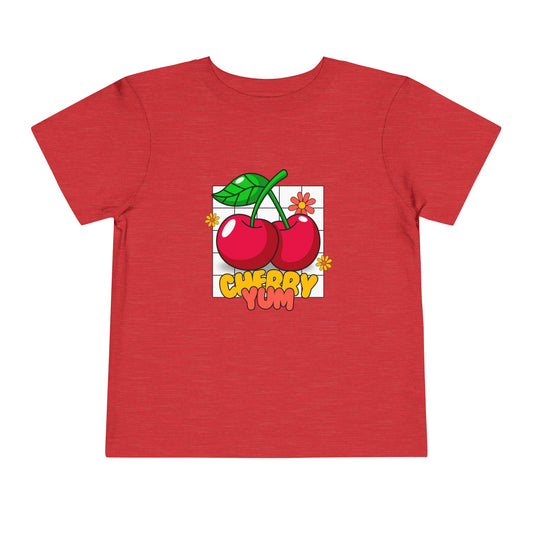 Cute Cherry Toddler Tee - Fun Summer T-Shirt for Kids, Birthday Gift, Playtime Shirt, Cherry Yum Design, Toddler Apparel, Cute Kids Clothing