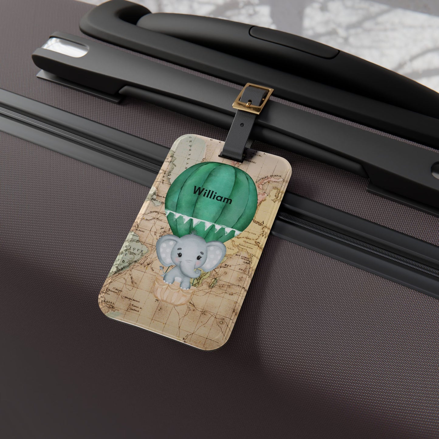 Personalized Elephant Hot Air Balloon Luggage Tag