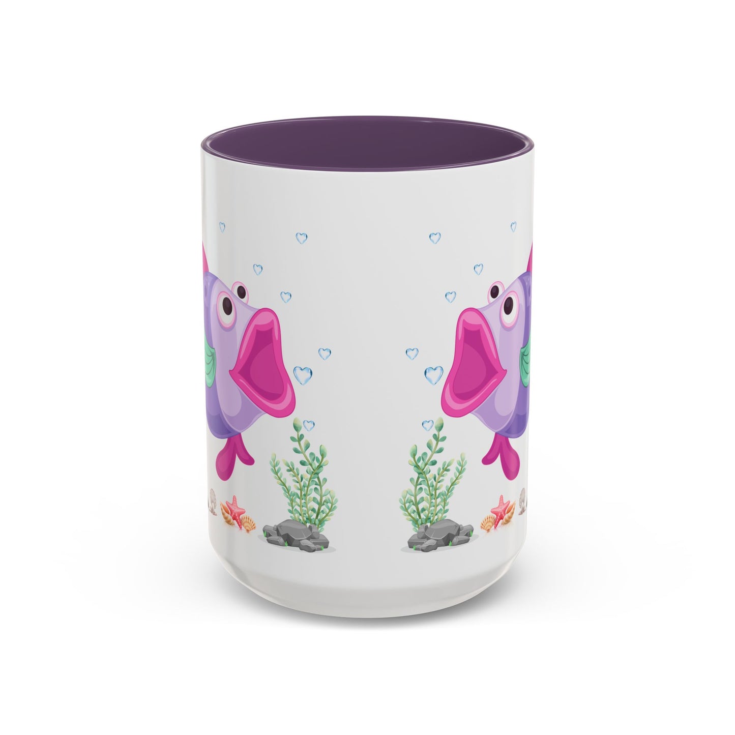 Fish with open mouth bubbles and underwater flora. Coffee Mug