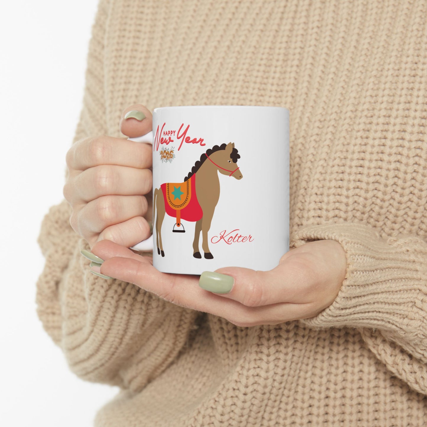 Horse Lover Ceramic Mug – Cute Pony Illustration, 'Nature Is My Shelter' Coffee Cup (11oz/15oz)