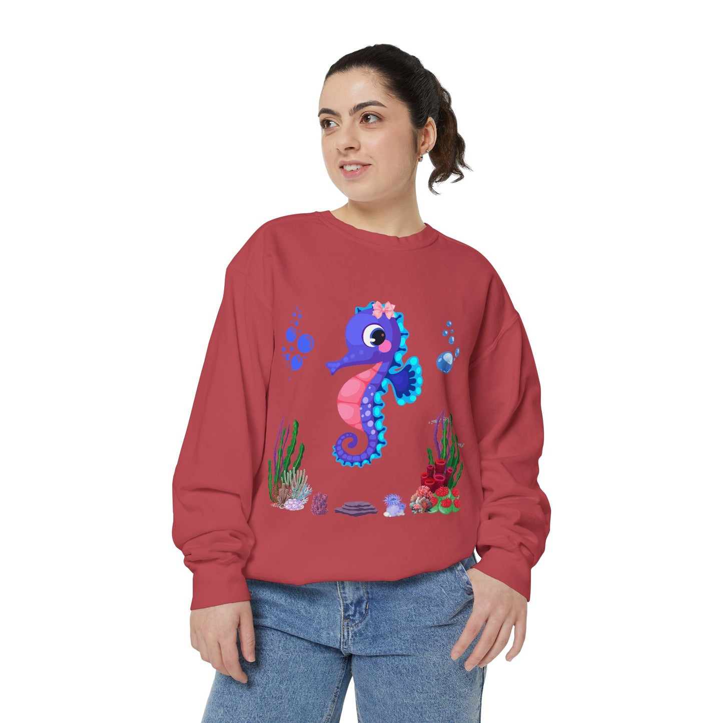 Seahores playful under the sea Unisex Garment-Dyed Sweatshirt