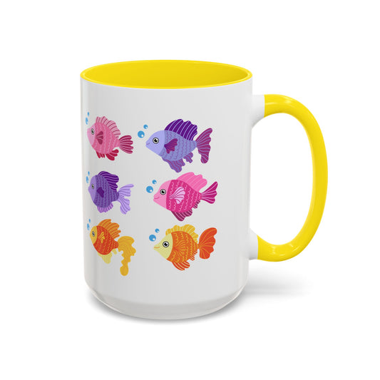 Six fish with cartoonish bubbles Coffee Mug