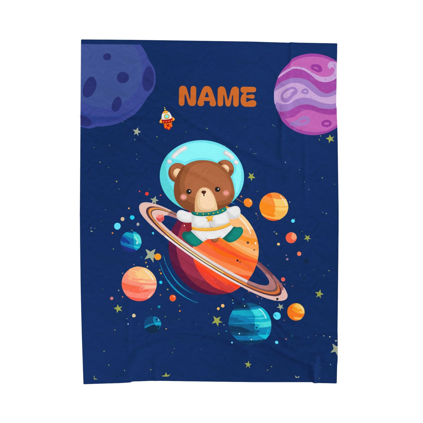 Space-Themed Velveteen Plush Blanket for Kids, Cozy Planet Bear Blanket, Personalized Children's Blanket, Great Gift for Baby Showers, [...]
