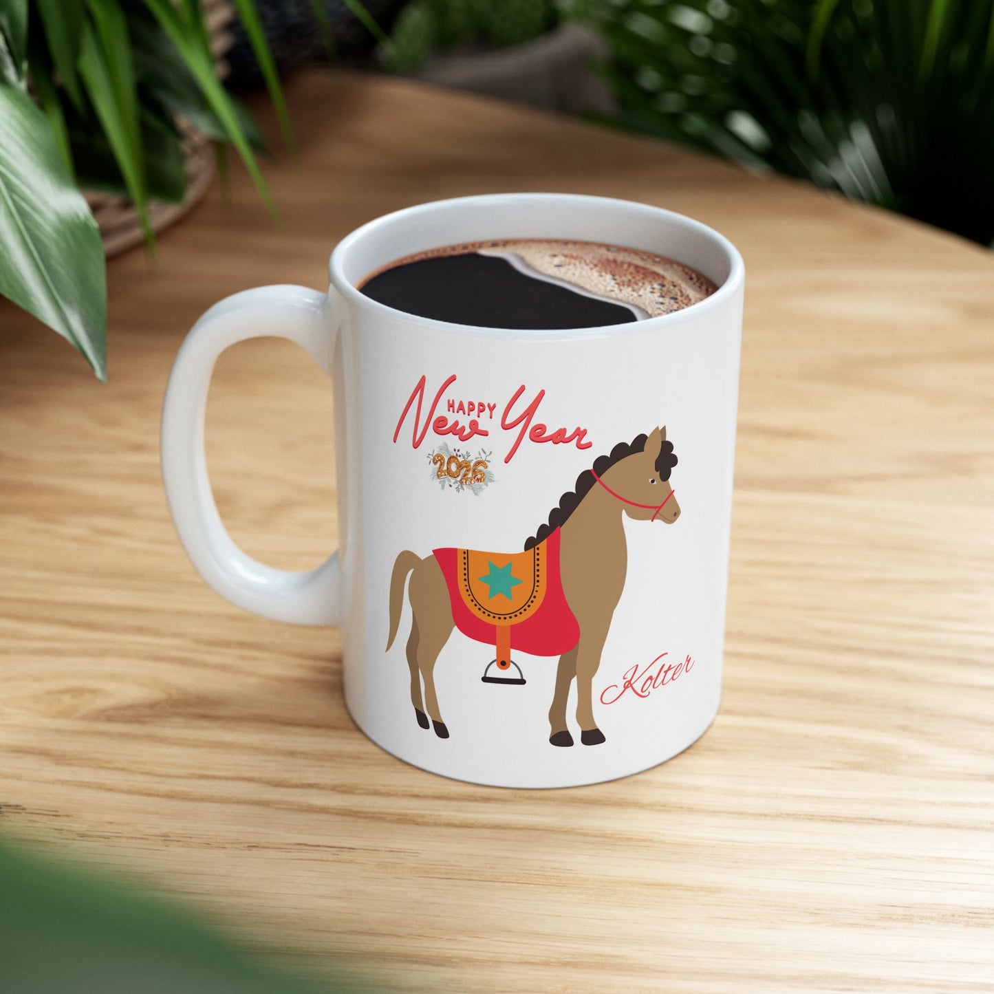 Horse Lover Ceramic Mug – Cute Pony Illustration, 'Nature Is My Shelter' Coffee Cup (11oz/15oz)