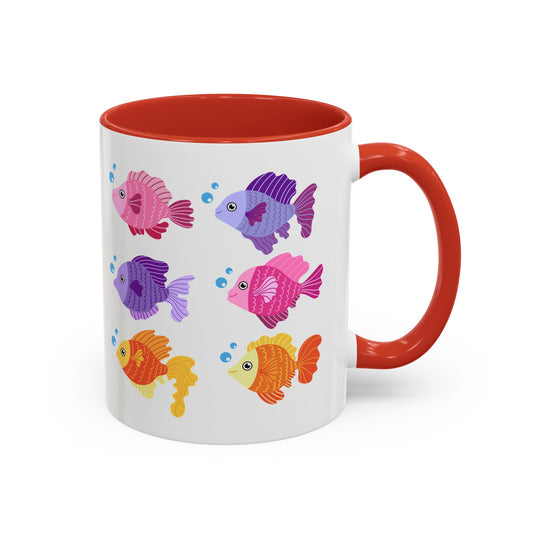 Six fish with cartoonish bubbles Coffee Mug