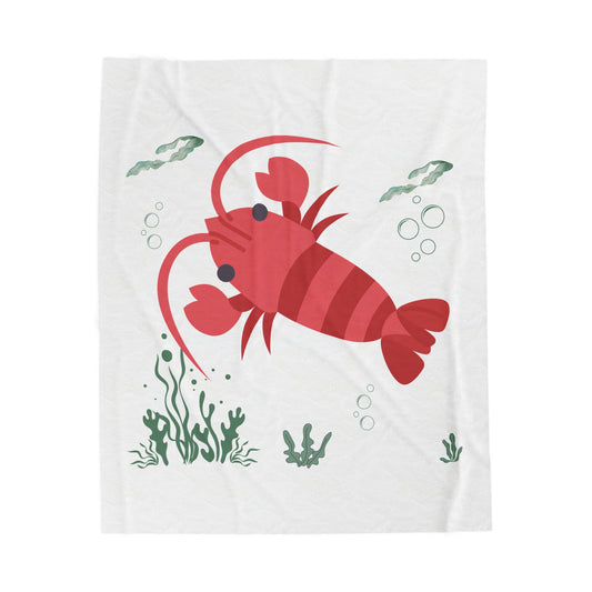 Red crayfish in an aquatic environment Velveteen Plush Blanket