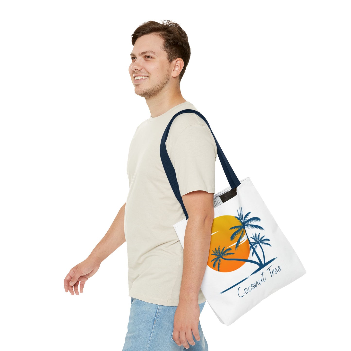 Coconut Tree Tote Bag — Tropical Sunset Beach Canvas Tote