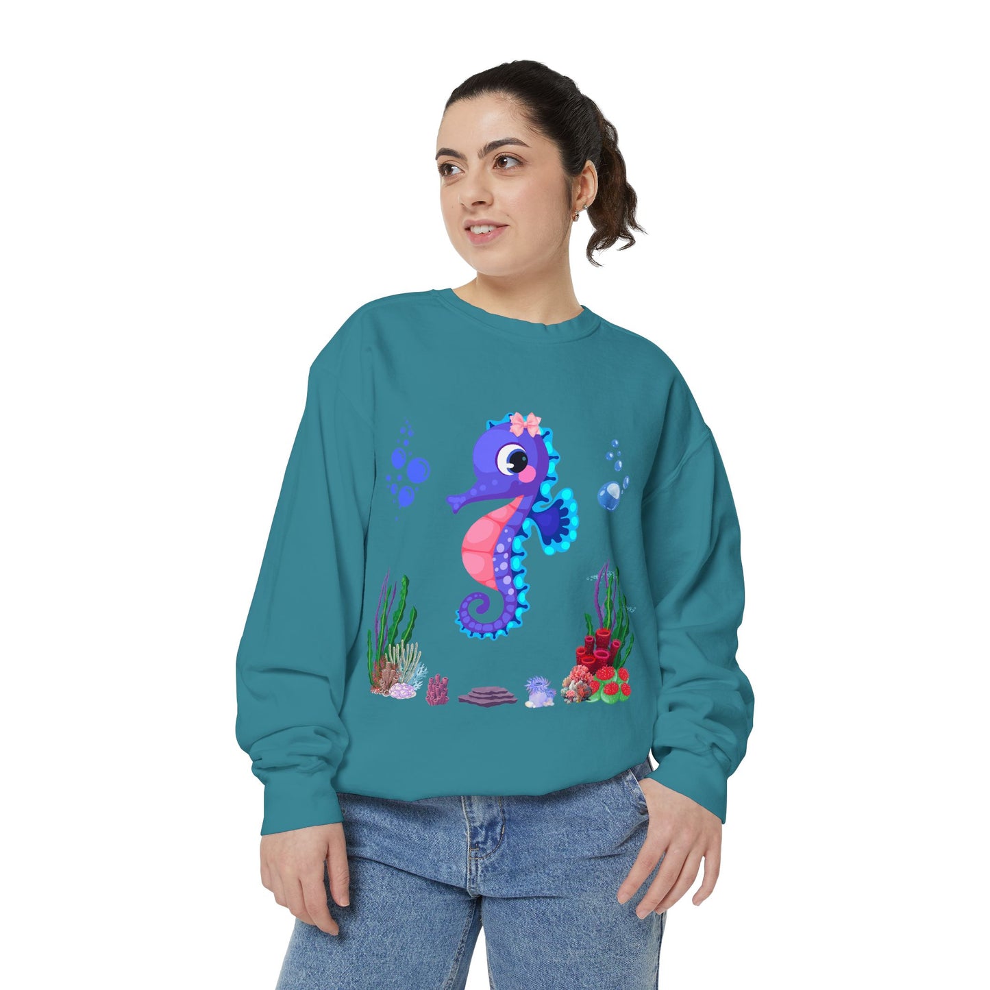 Seahores playful under the sea Unisex Garment-Dyed Sweatshirt