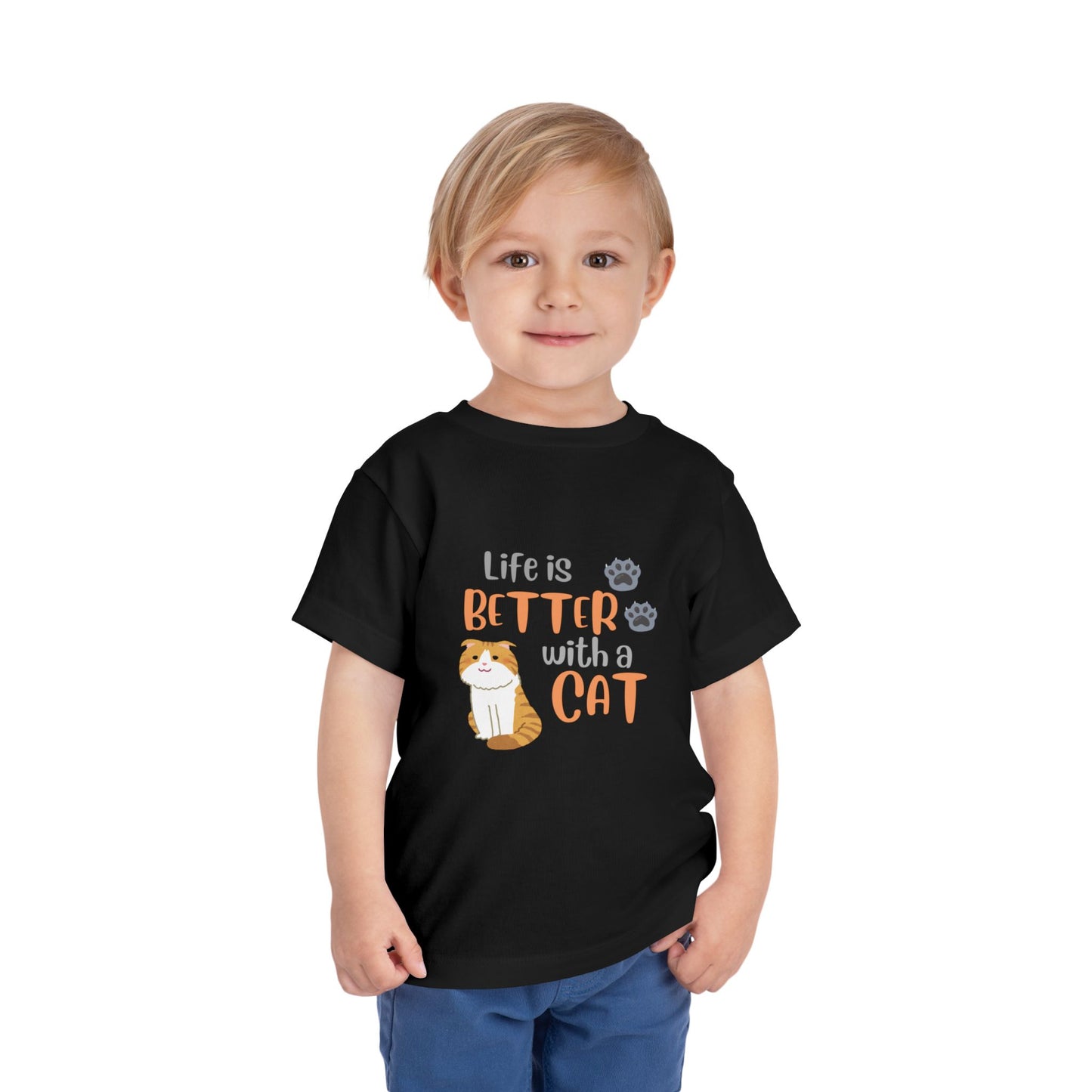 Toddler Cat-Themed Tee - 'Life is Better with a Cat', Kids T-Shirt, Animal Lover Gift, Cute Toddler Outfit, Cat Enthusiast Apparel, [...]