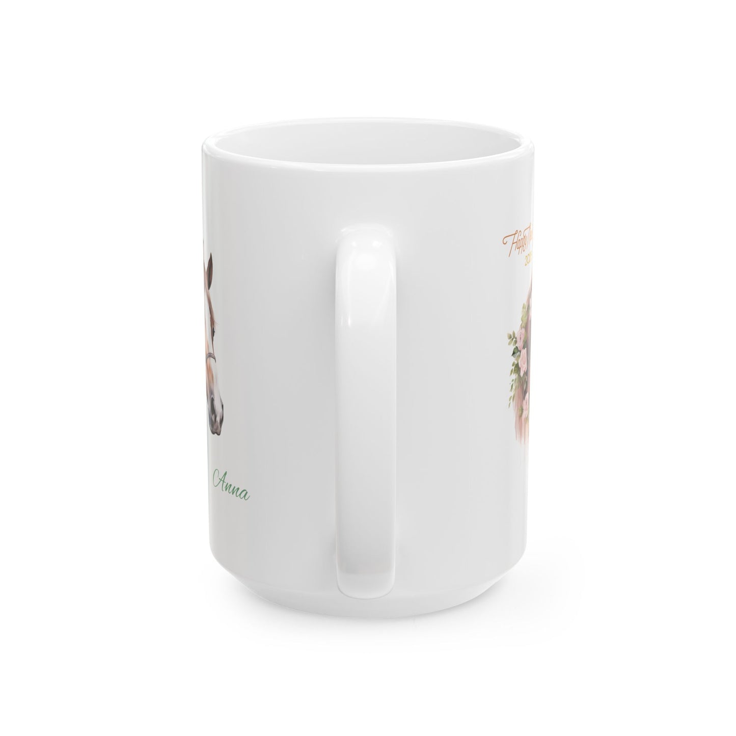 Horse Lover Ceramic Mug — Floral Horse Portrait Mug (11oz & 15oz)