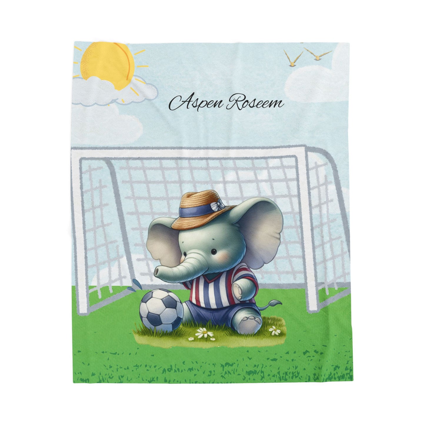 Personalized Elephant Plush Blanket - Soft Velveteen for Kids