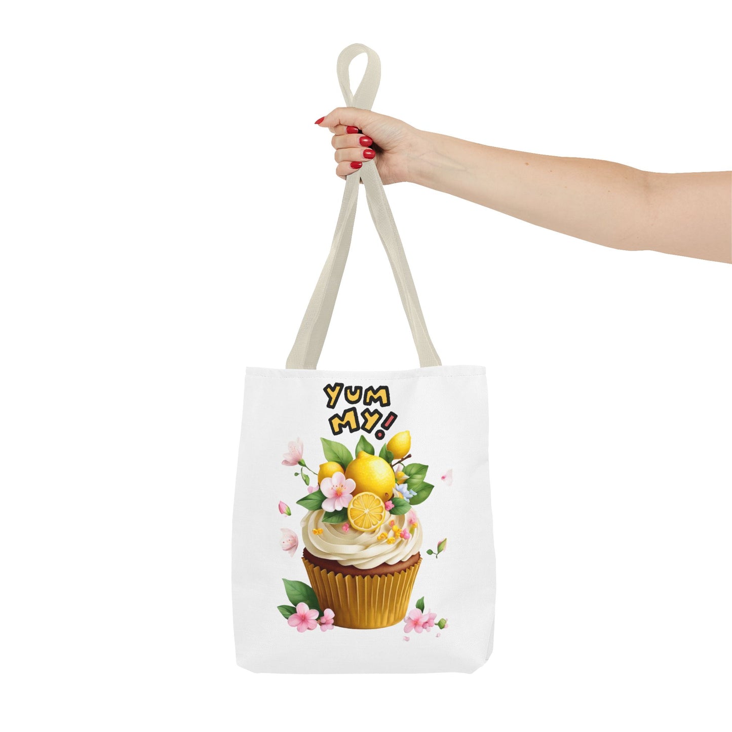 Lemon Cupcake Tote Bag — "Yum My!" Cute Dessert Floral Market Tote