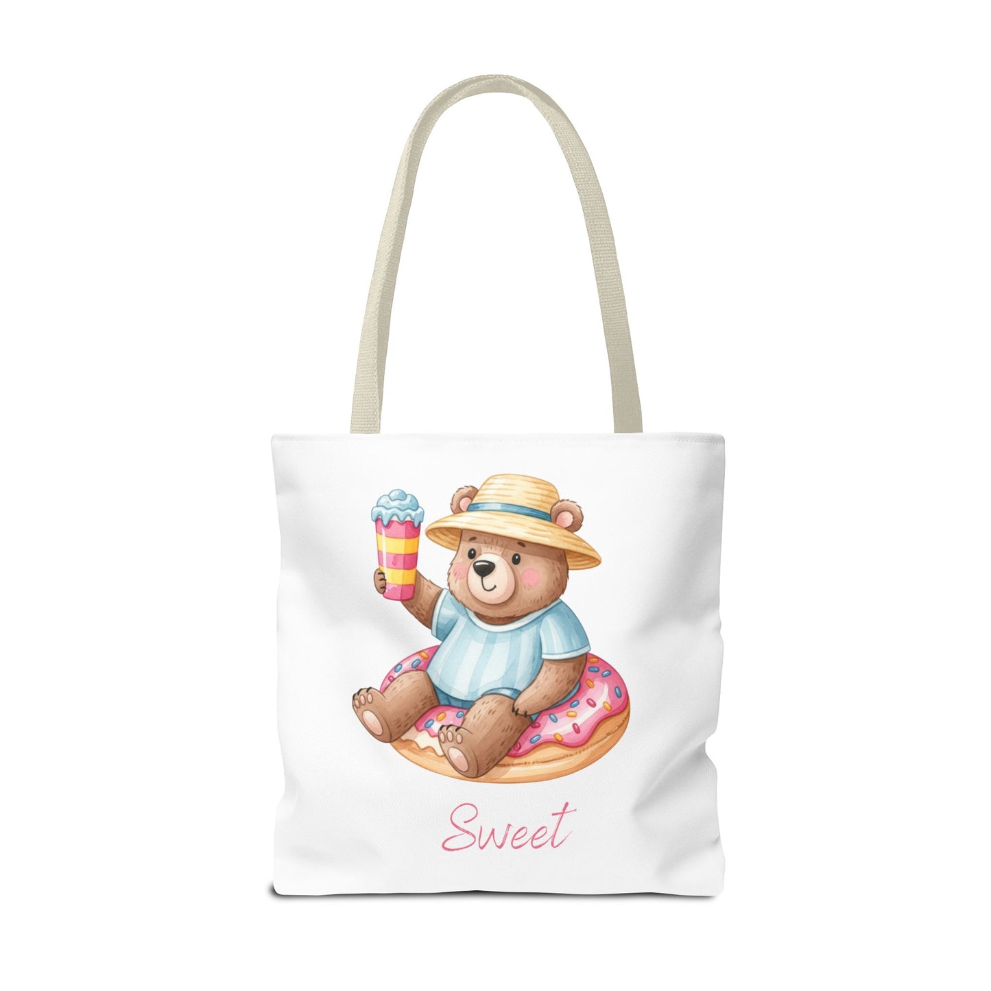Sweet Bear Beach Tote - Cute Summer Teddy on Donut Float