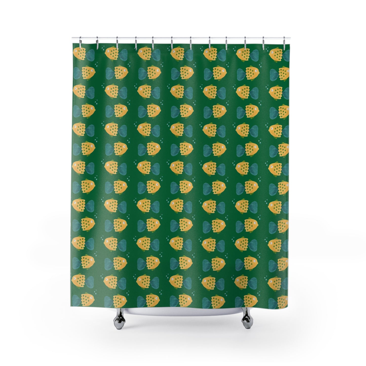 Tropical Pineapple Shower Curtain — Green Patterned Fruit Bath Decor