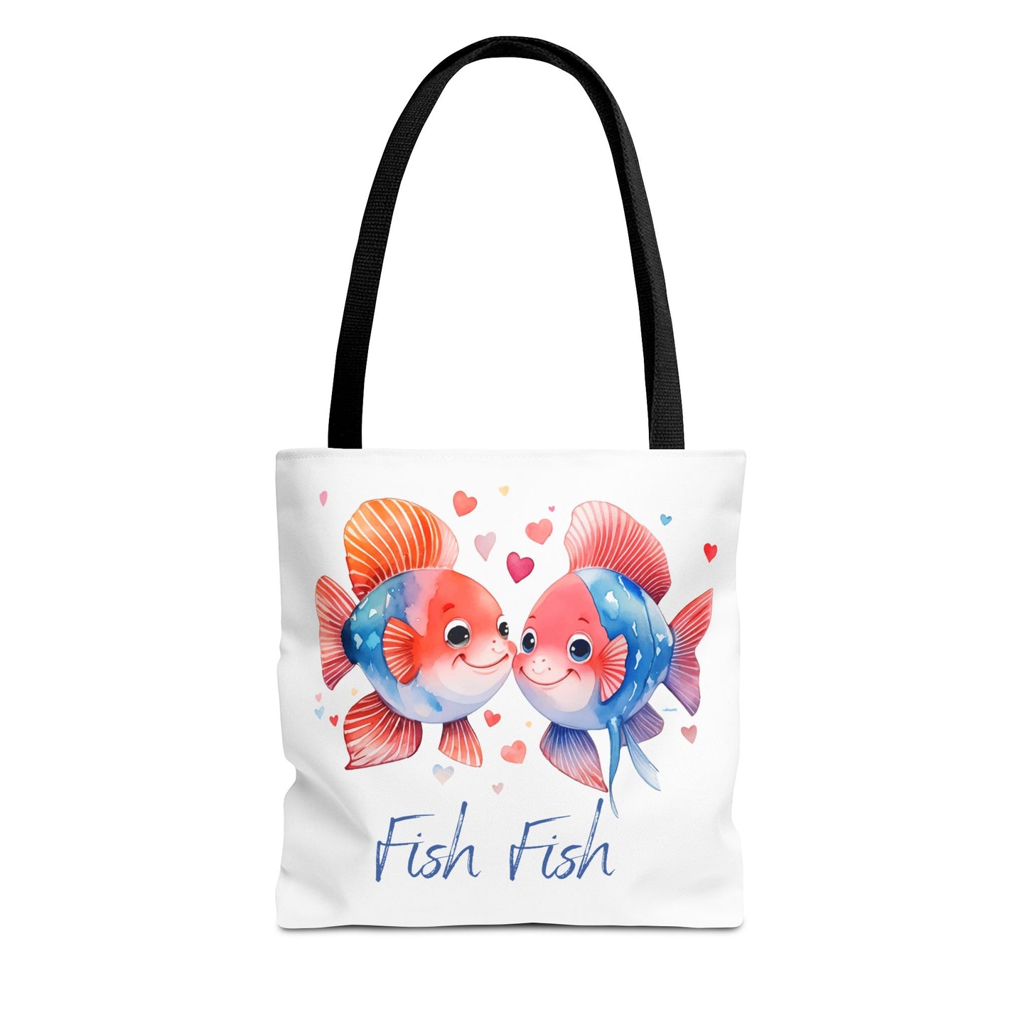 Cute Fish Couple Tote Bag — 'Fish Fish' Romantic Sea Life Beach Shopper