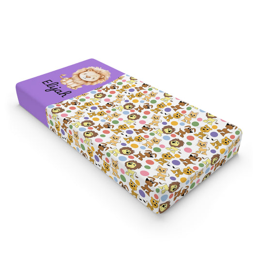Personalized Floral Safari Baby Changing Pad Cover – Lion Name Design