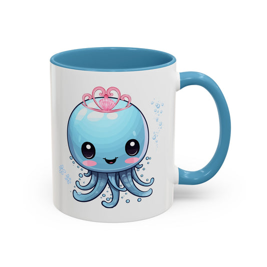 Blue jellyfish with a pink tiara Coffee Mug