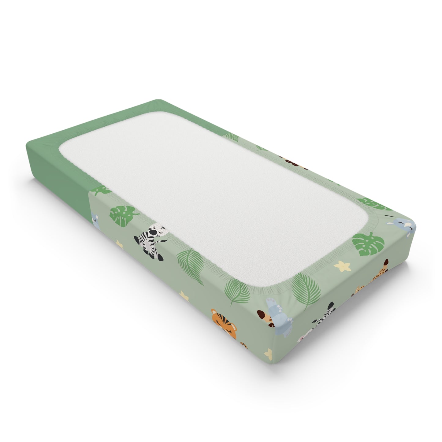 Baby Changing Pad Cover — Personalized Jungle Safari Animals (Green)