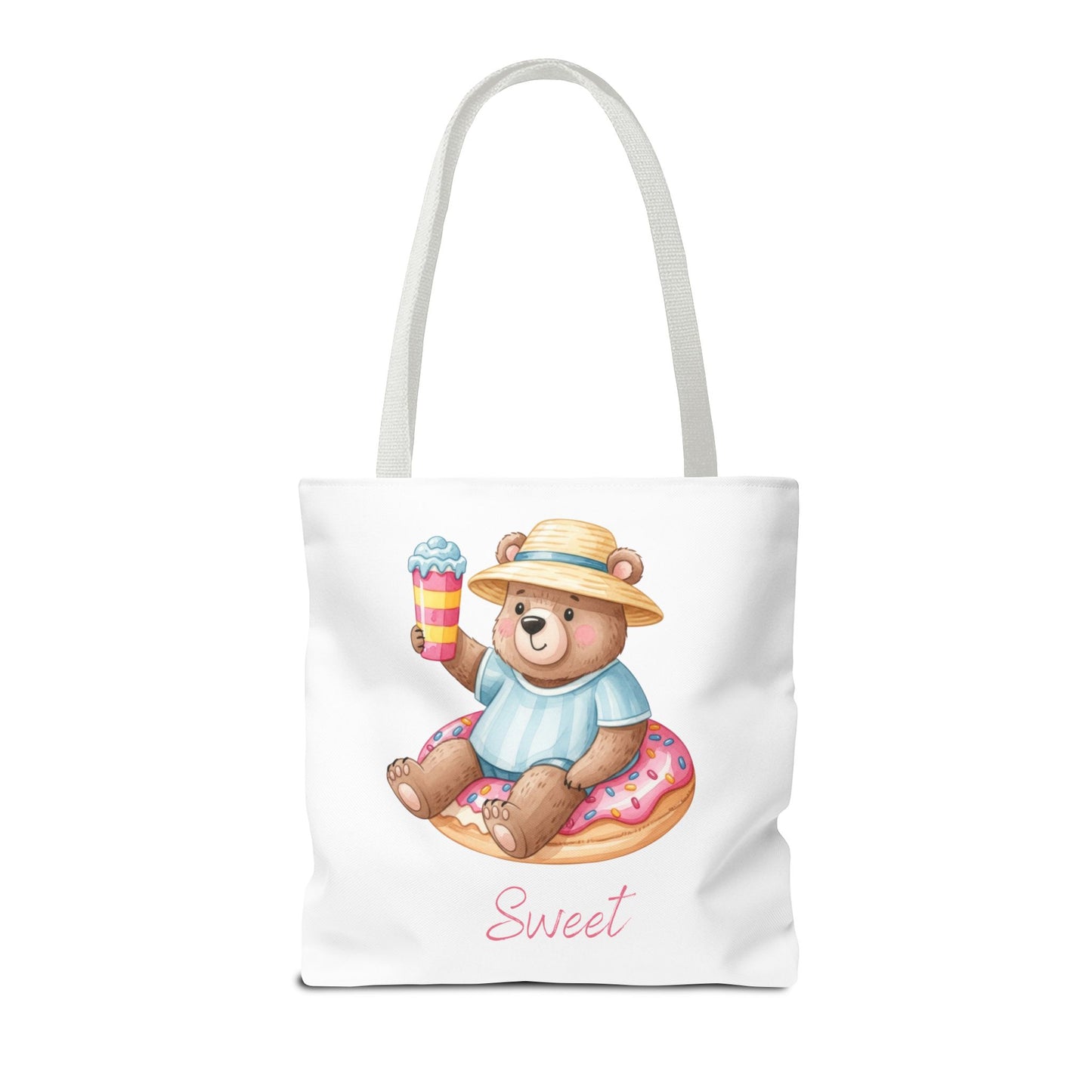Sweet Bear Beach Tote - Cute Summer Teddy on Donut Float