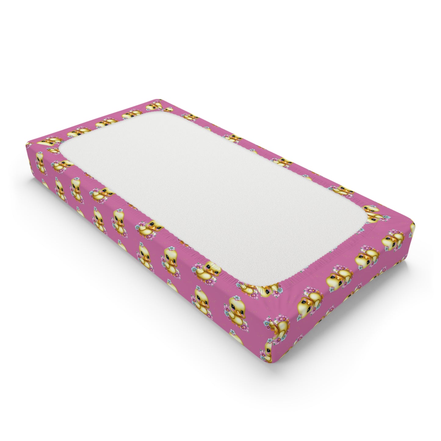 Pink Baby Changing Pad Cover with Cute Duck Pattern – Waterproof Fitted Crib Changing Mat Cover