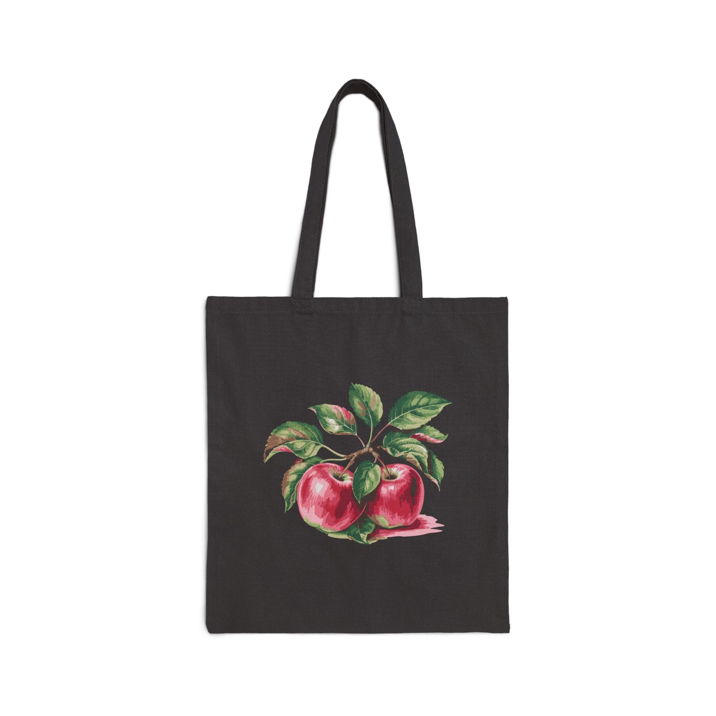 Apple Botanical Canvas Tote Bag — Vintage Fruit Market Grocery Tote