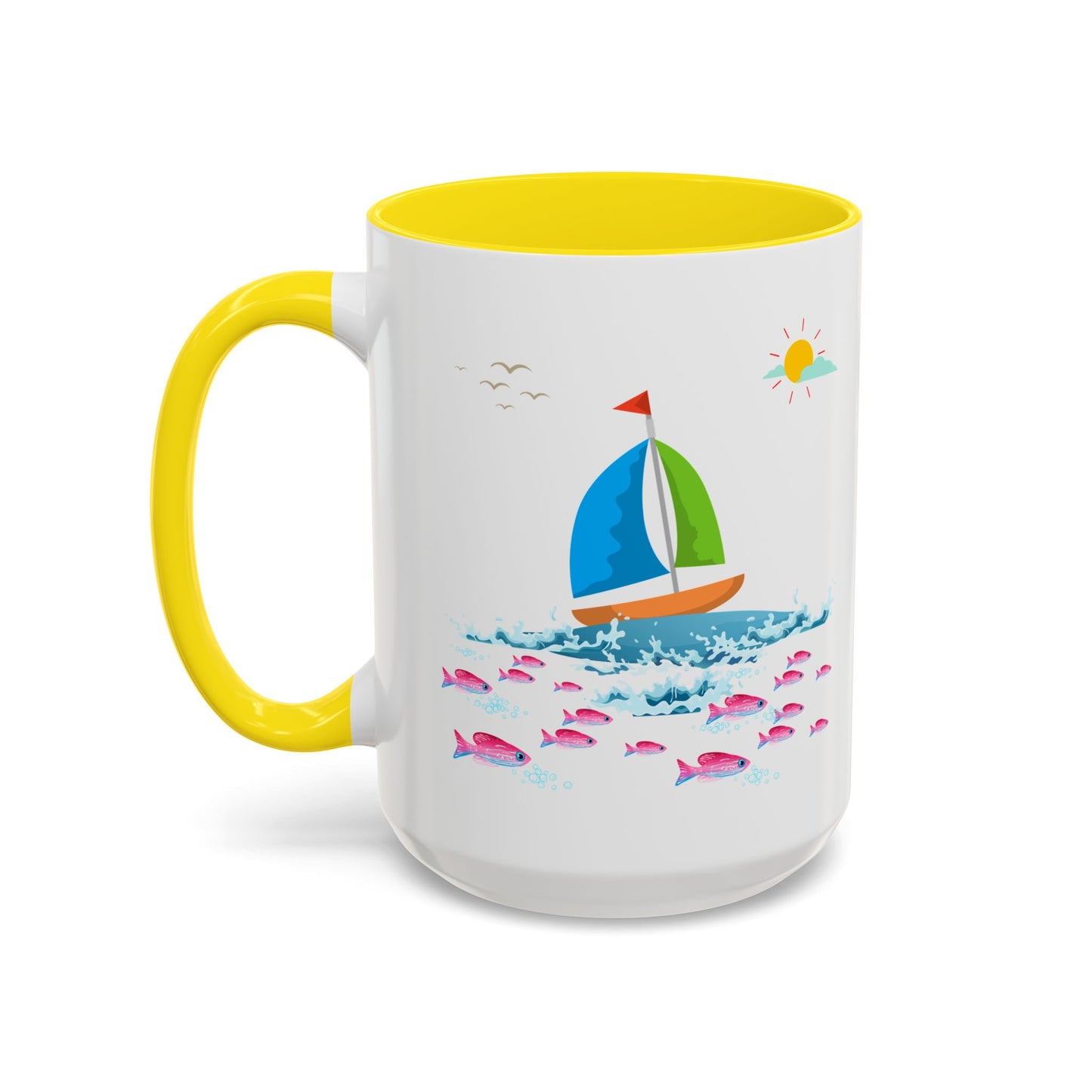 Sailboat and Red fish Coffee Mug