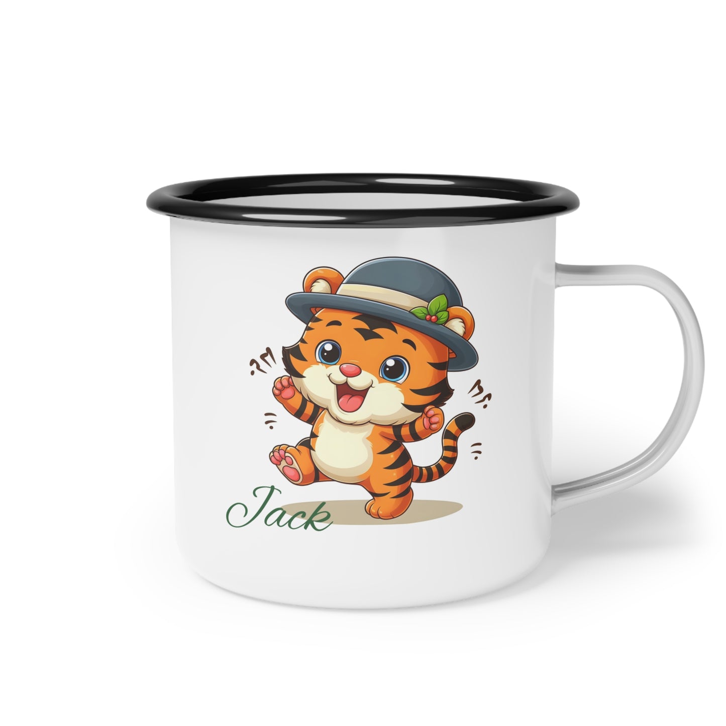 Personalized Tiger Enamel Camp Cup - Fun & Whimsical Design for Kids