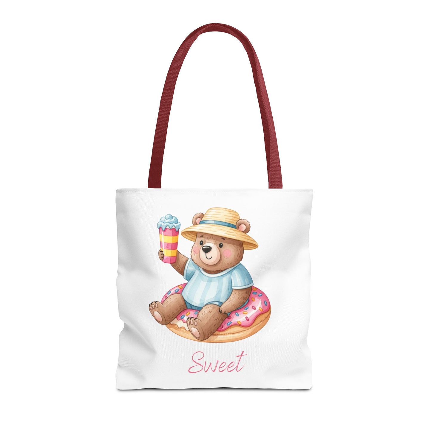 Sweet Bear Beach Tote - Cute Summer Teddy on Donut Float