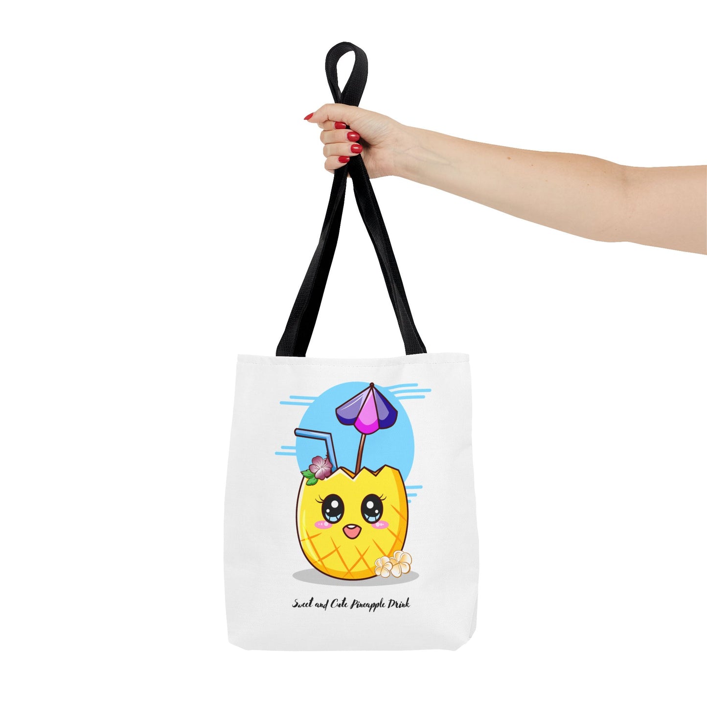 Pineapple Picnic Tote Bag — Cute Kawaii Tropical Drink Design