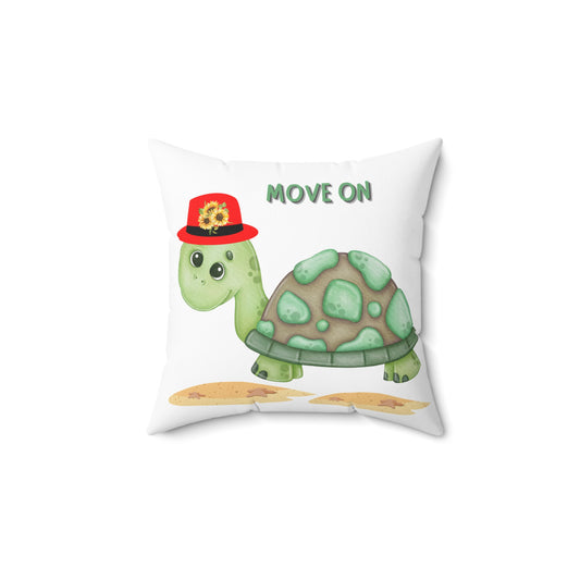 Turtle with a sunflower Spun Polyester Square Pillow