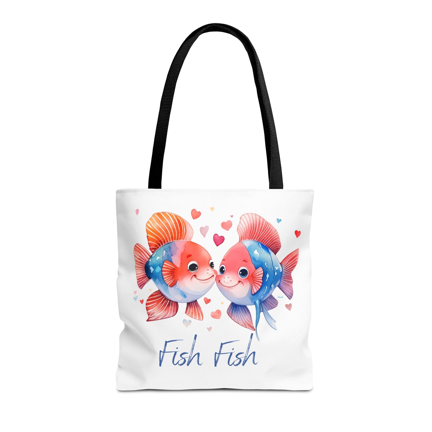 Cute Fish Couple Tote Bag — 'Fish Fish' Romantic Sea Life Beach Shopper