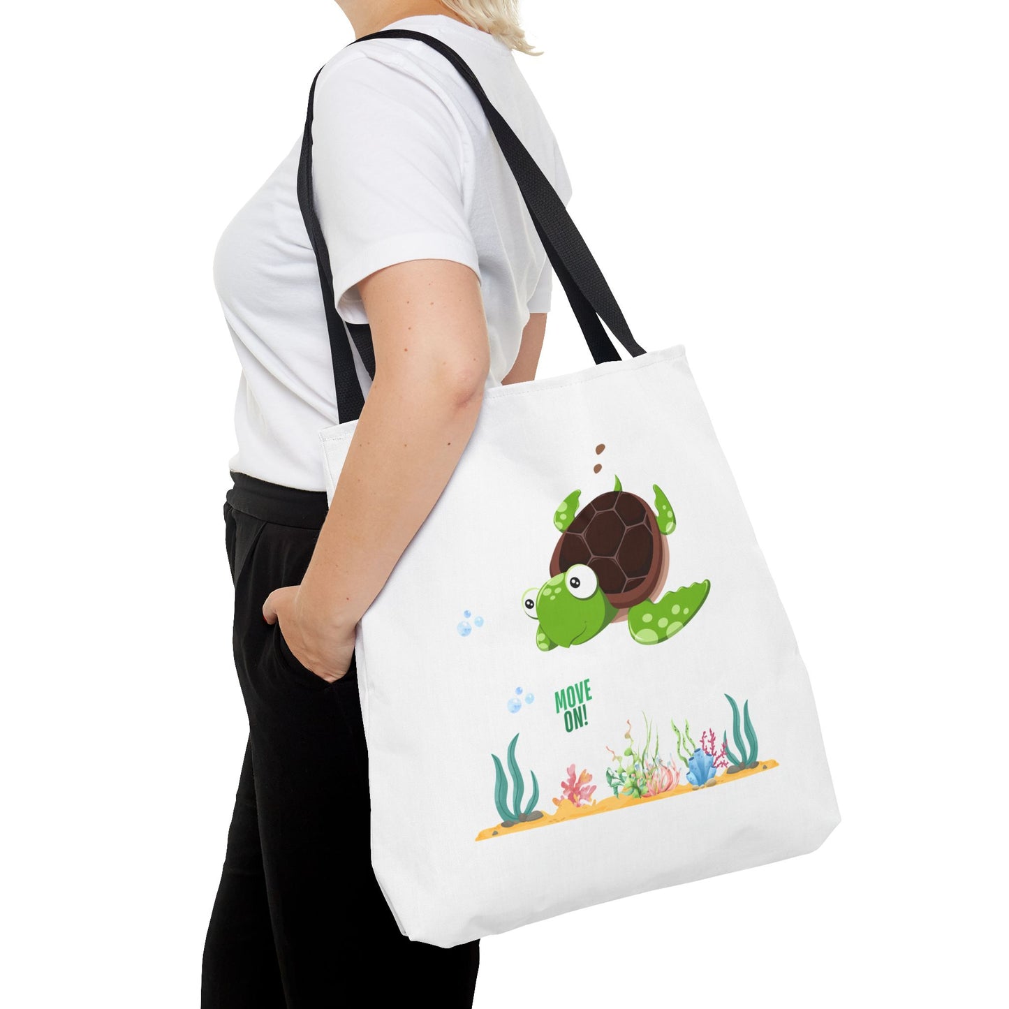 Turtle with seaweed and bubble Tote Bag