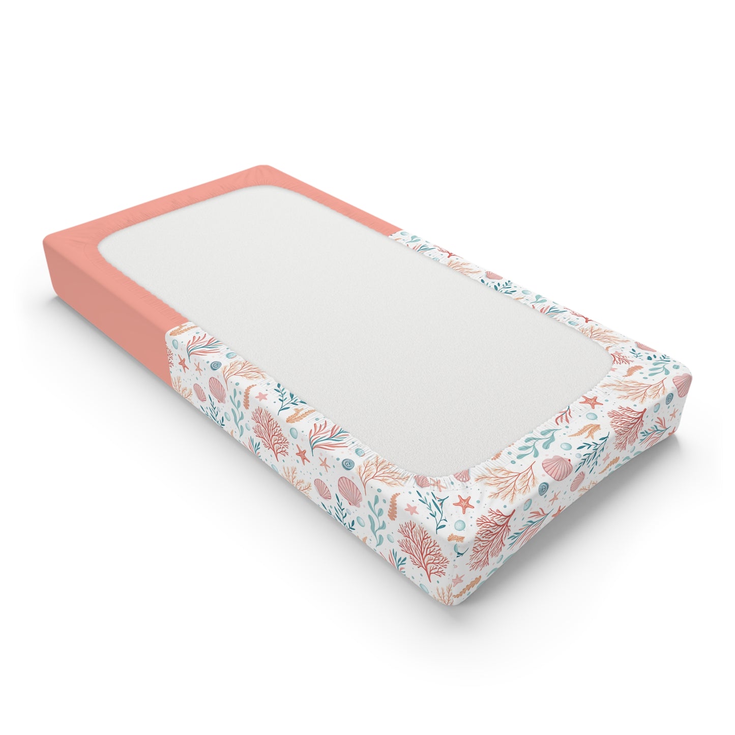 Mermaid Coral Baby Changing Pad Cover — Floral Sea Life Nursery Decor