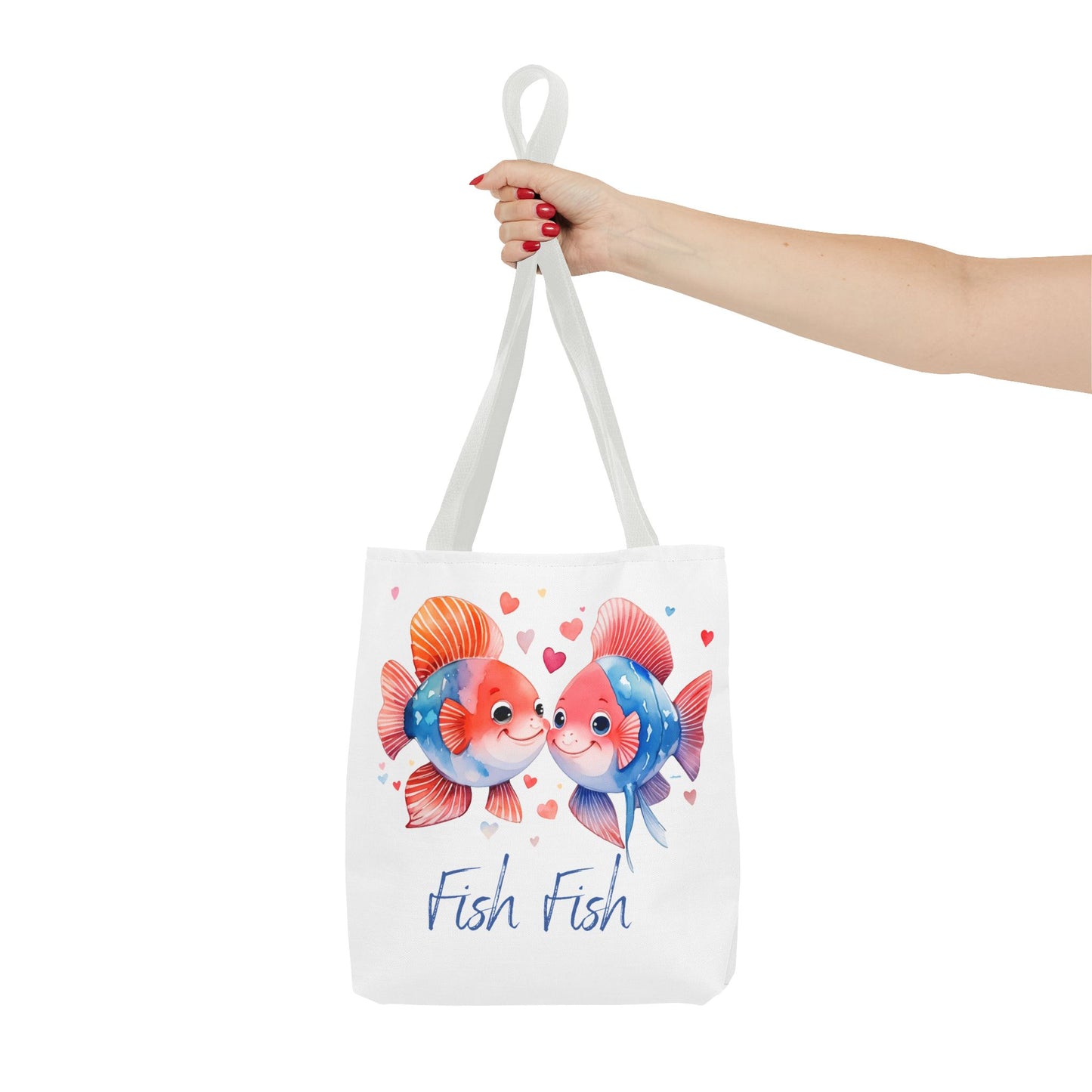 Cute Fish Couple Tote Bag — 'Fish Fish' Romantic Sea Life Beach Shopper