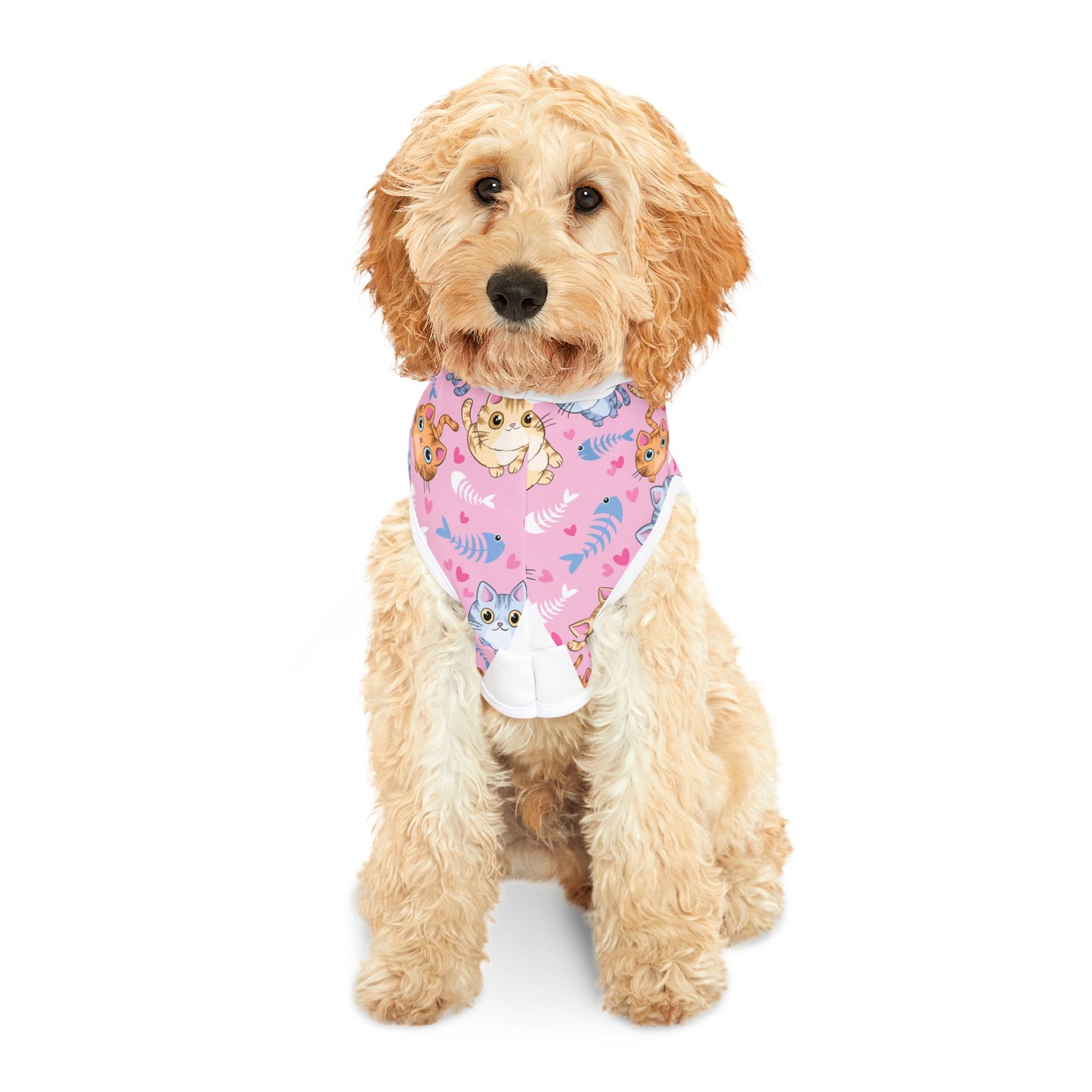 Cute Kitty Print Pet Hoodie - Pink Cat Pattern Dog & Cat Hoodie