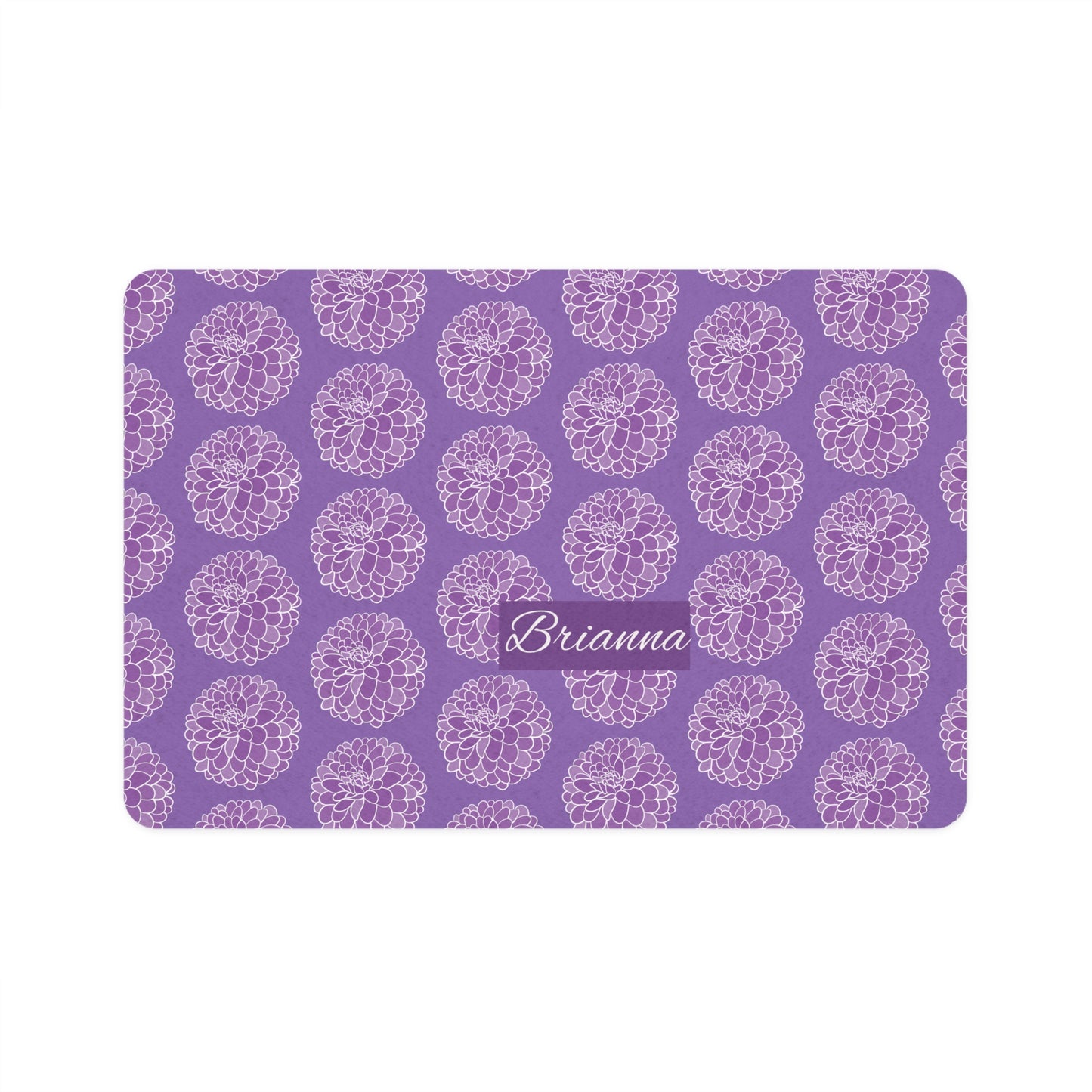 Personalized Floral Pet Food Mat (12x18) — Custom Name Dog & Cat Placemat