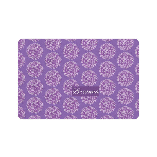 Personalized Floral Pet Food Mat (12x18) — Custom Name Dog & Cat Placemat
