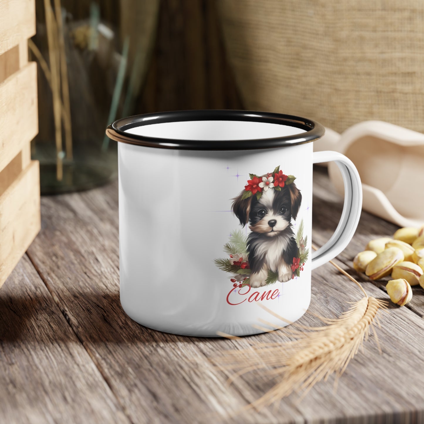 Holiday Dog Lover Enamel Camp Cup
