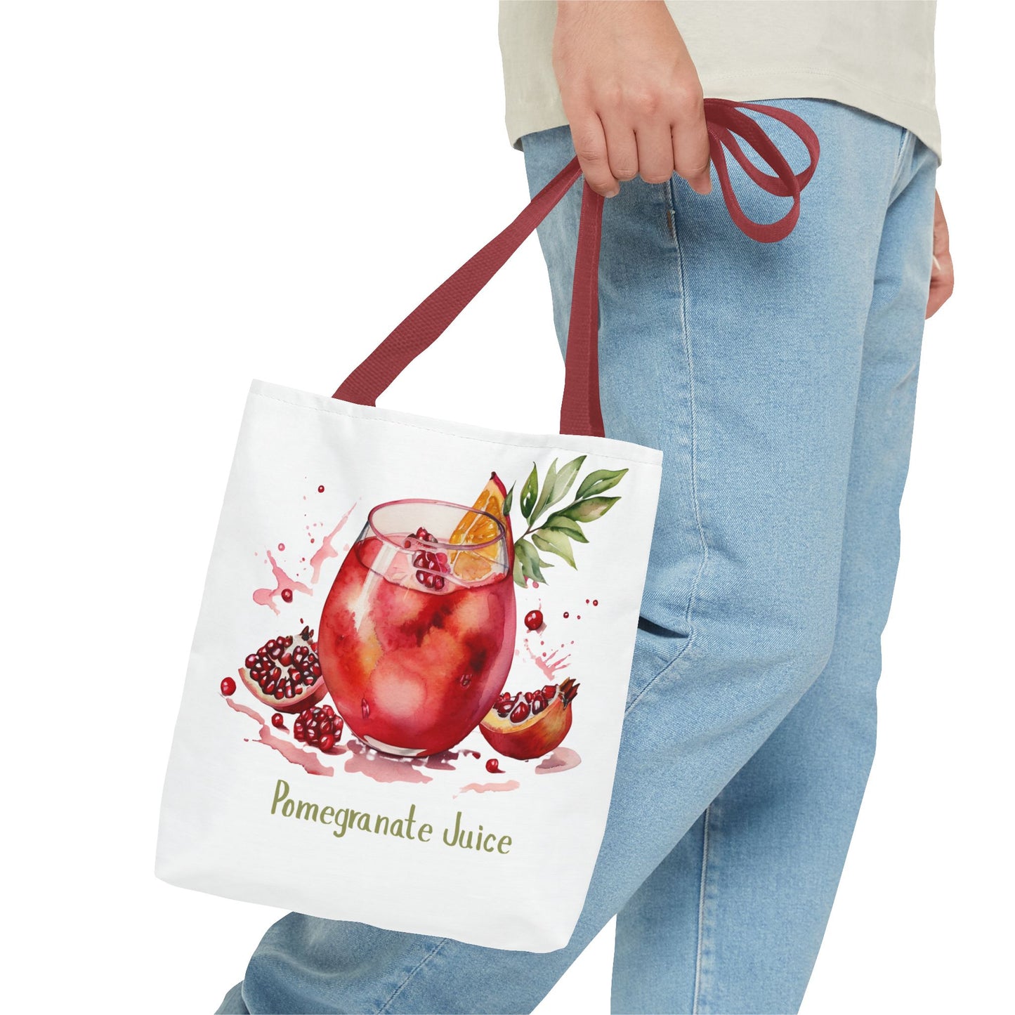 Pomegranate Juice Tote Bag — Watercolor Fruit Canvas Tote