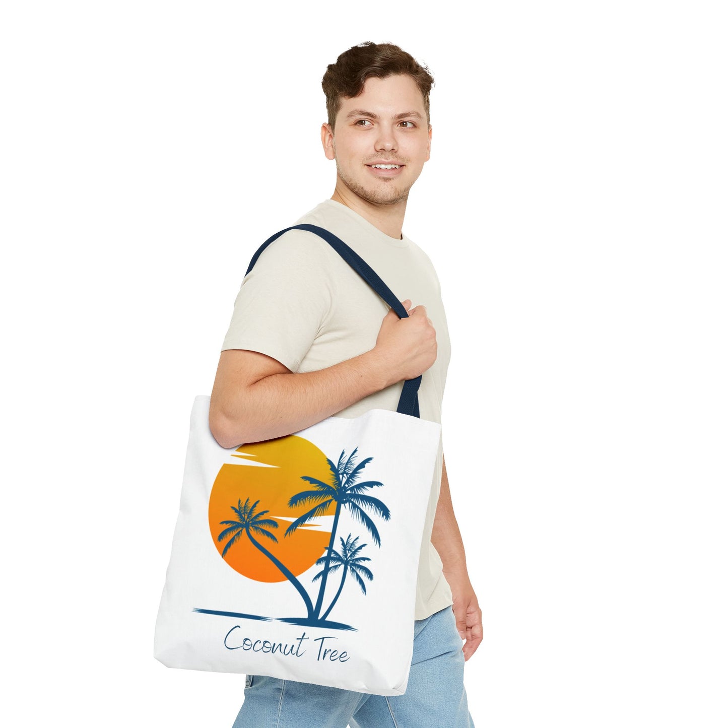 Coconut Tree Tote Bag — Tropical Sunset Beach Canvas Tote