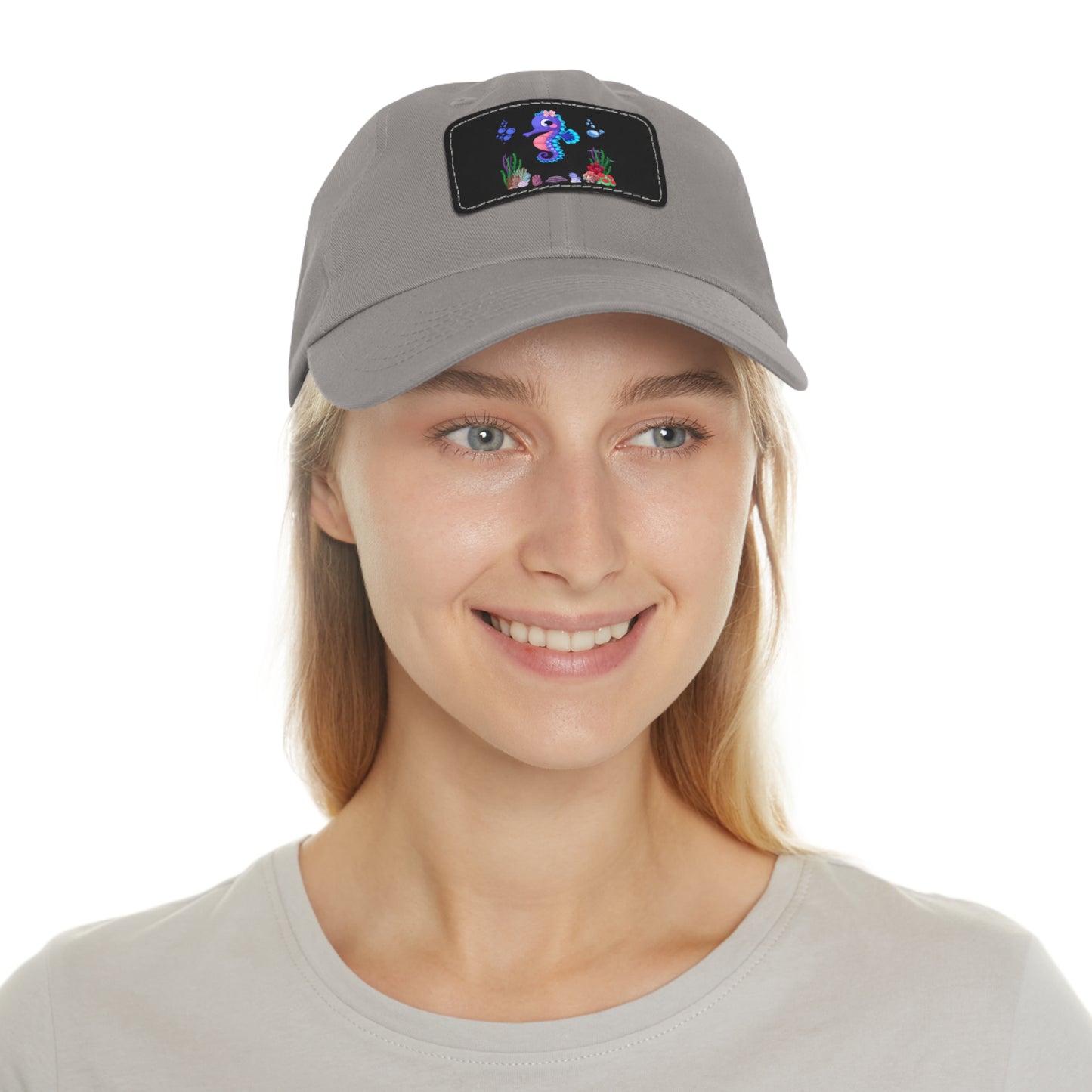 Seahores playful under the sea Dad Hat with Leather Patch (Rectangle)