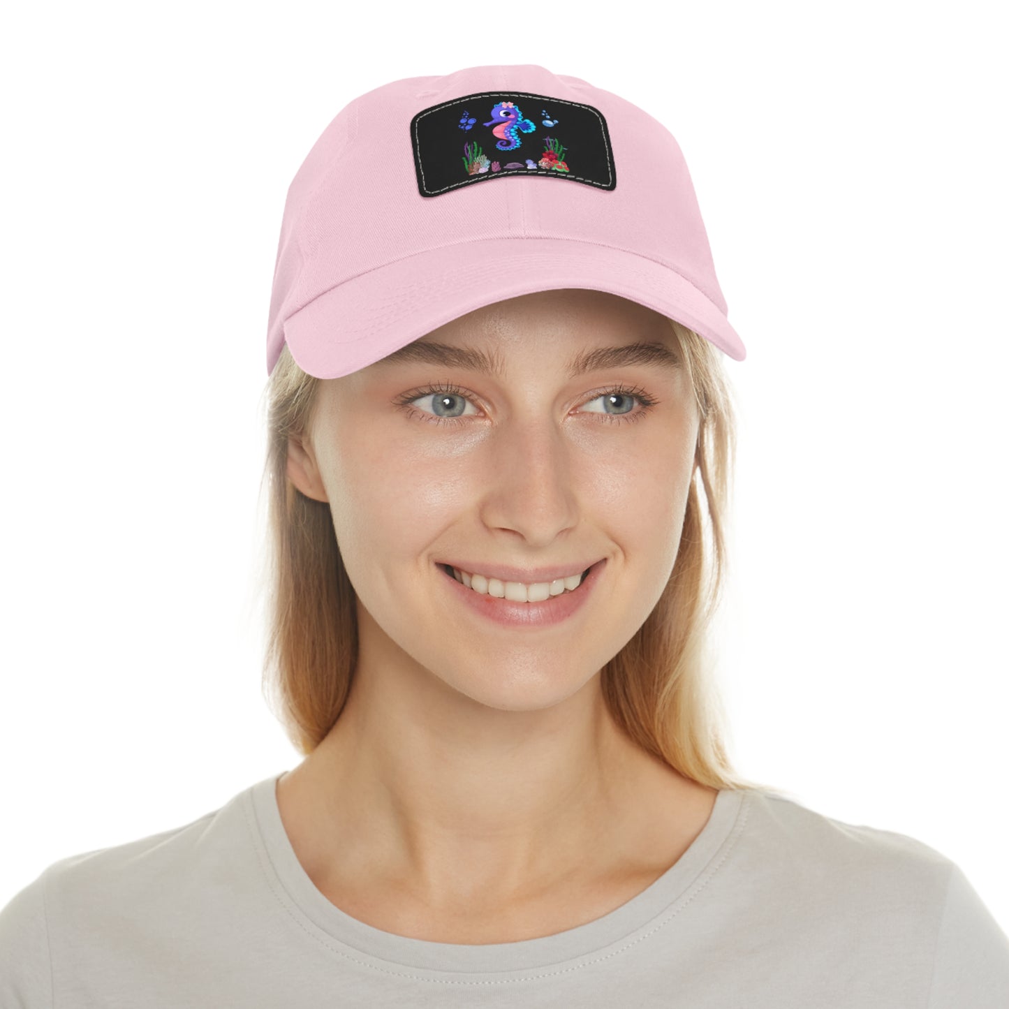 Seahores playful under the sea Dad Hat with Leather Patch (Rectangle)