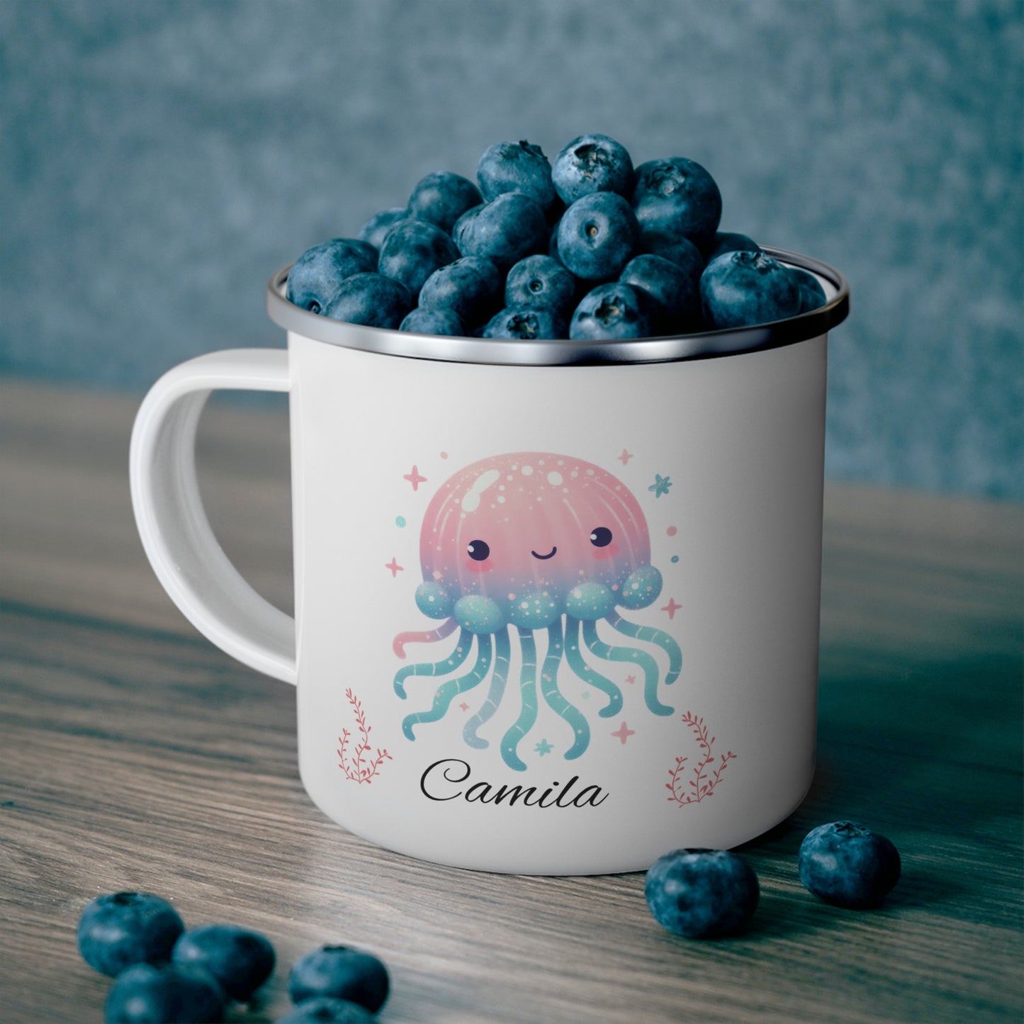 Personalized Jellyfish Enamel Camping Mug
