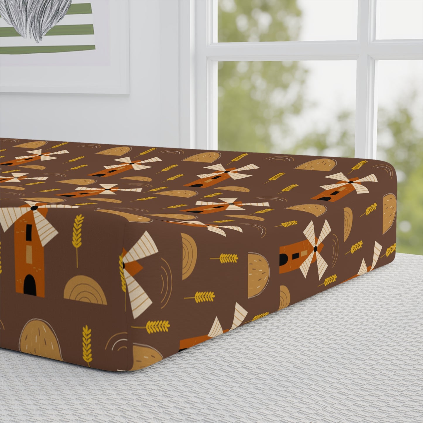 Fox Pattern Baby Changing Pad Cover — Personalized 'James' Nursery Bedding