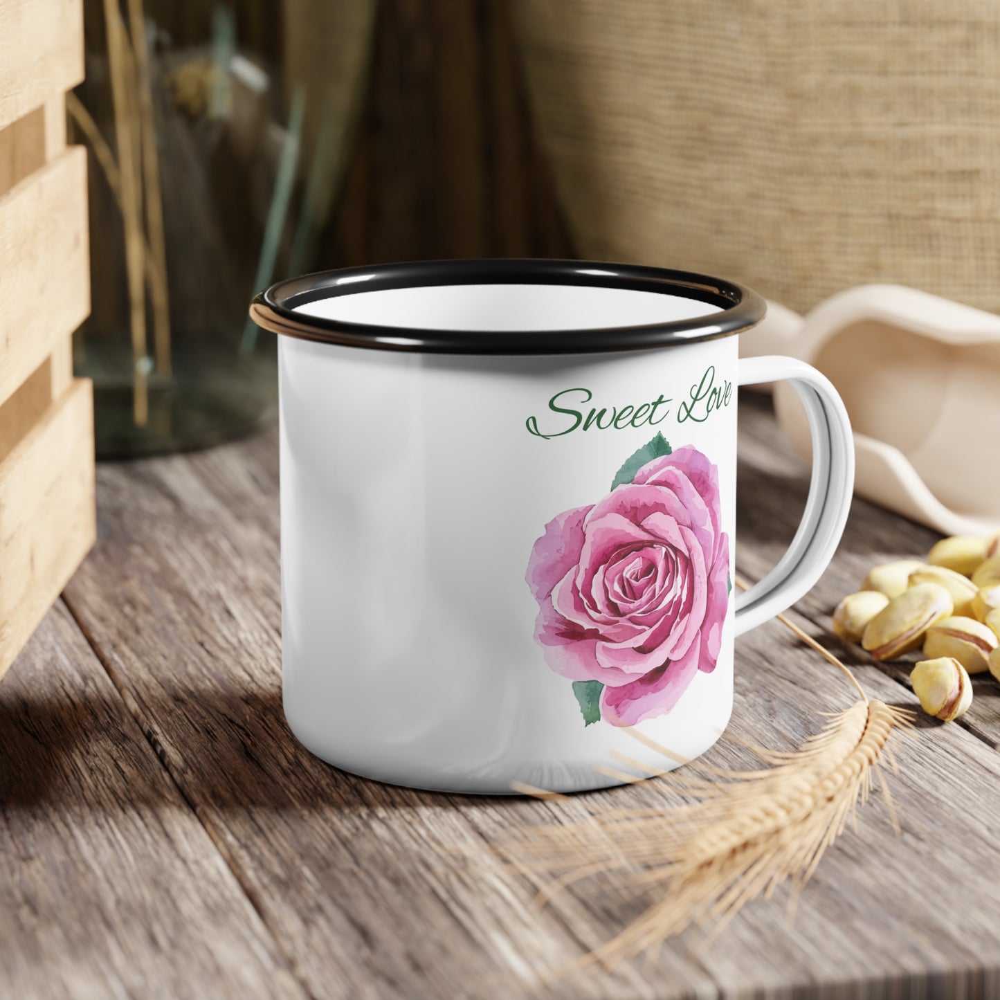 Sweet Love Rose Enamel Camp Cup