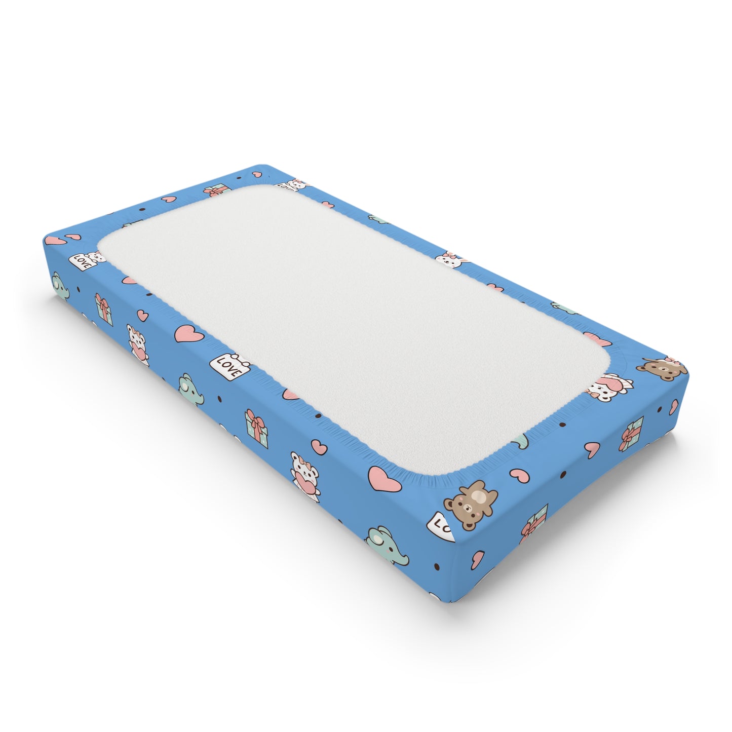 Baby Changing Pad Cover — Cute Baby Animals Pattern (Blue)