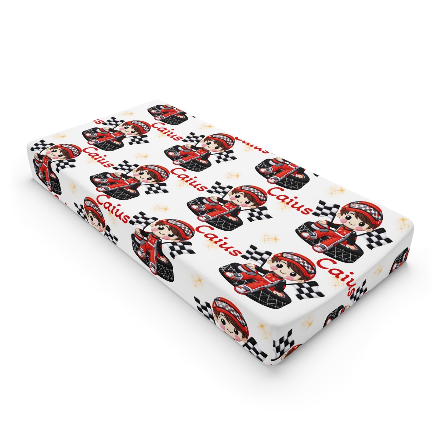 Racing Baby Changing Pad Cover – Personalized 'Caius' Race Car Nursery
