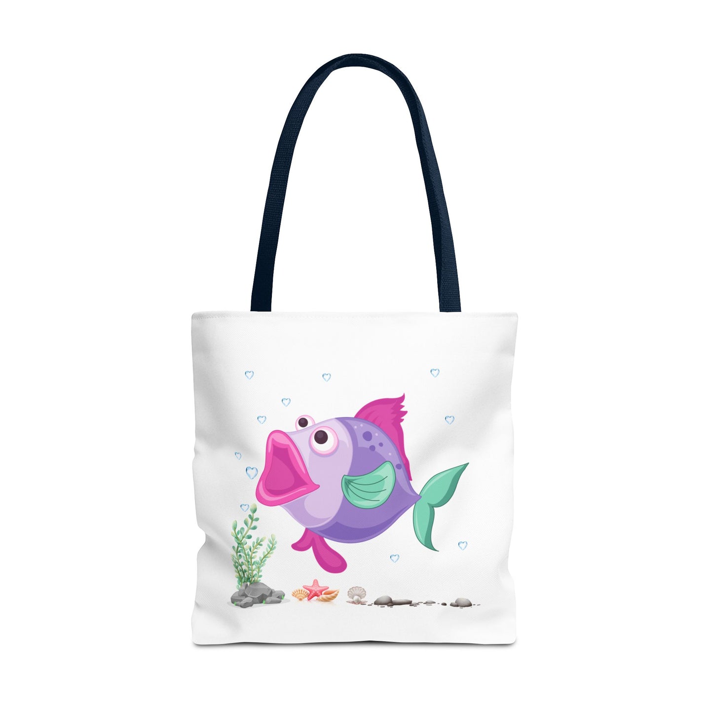 Fish with open mouth bubbles and underwater flora. Tote Bag